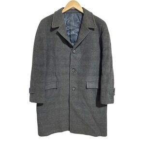 Vintage Herringbone Wool Blend Coat Gray Overcoat Blazer Jacket Union Outerwear